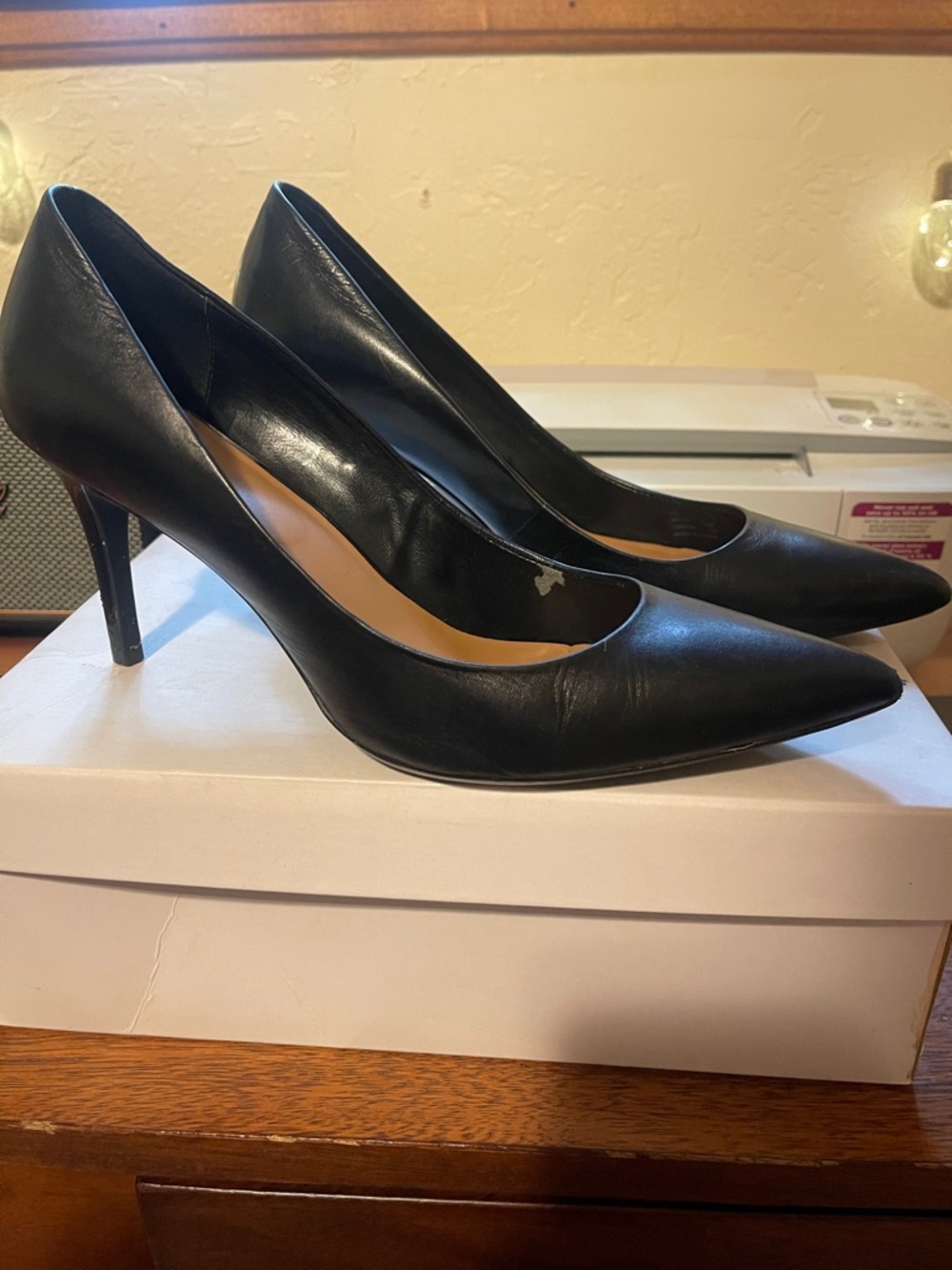 Calvin Klein Classic Black Pointed-Toe Women’s Pumps 
Gayle Kid Skin